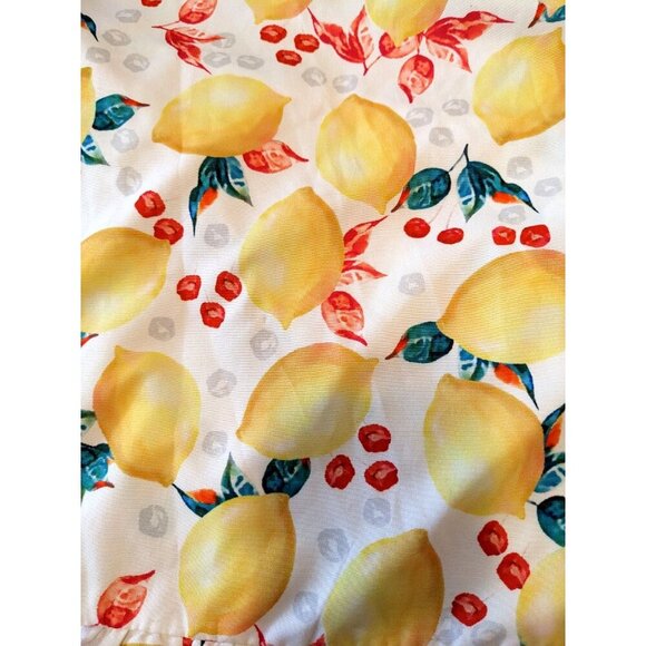 Womens Dress Size Large Lemon Cherry Print Midi Ruffle Hem Wide Strap Sundress - Picture 5 of 5